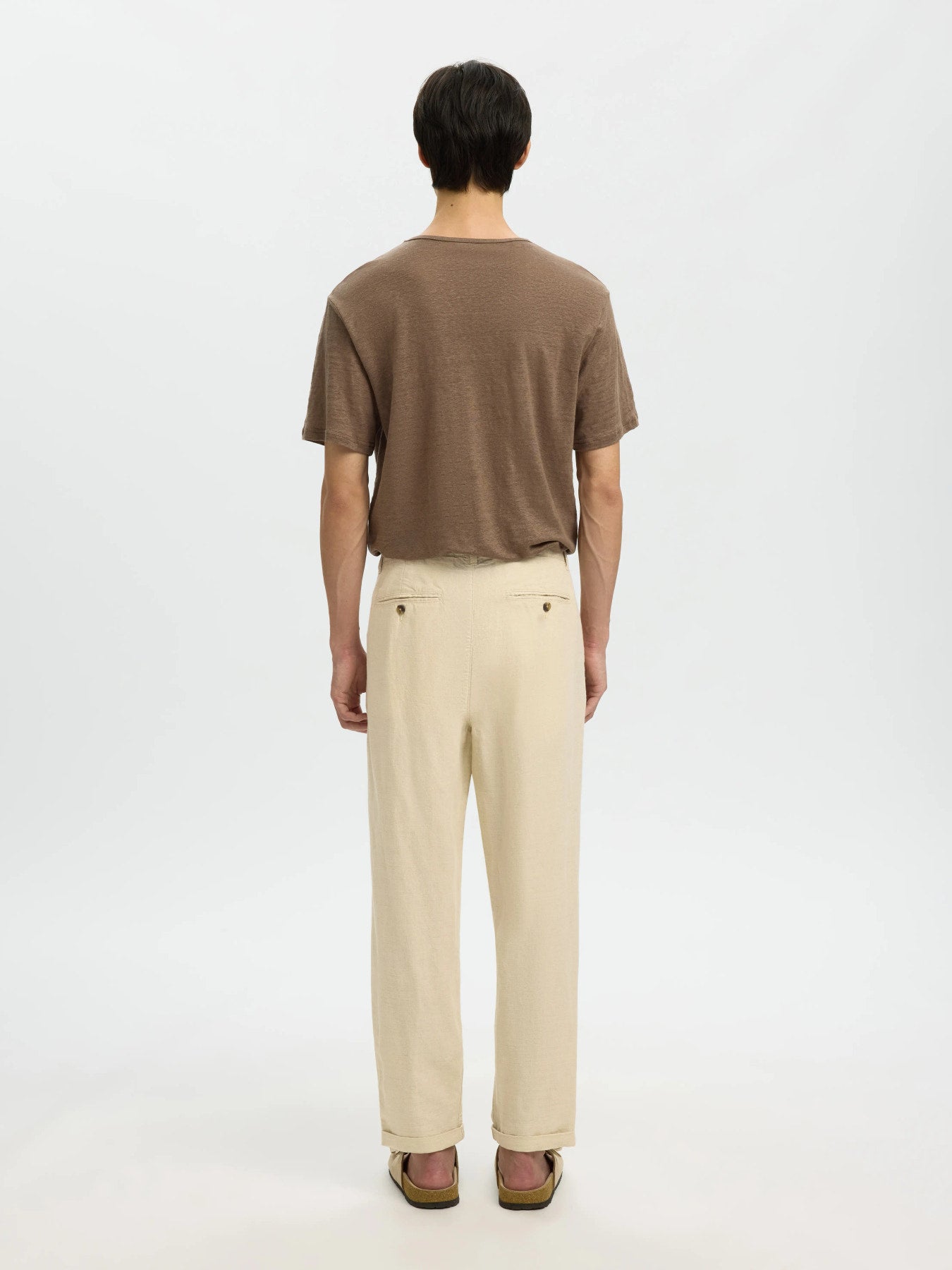 Λινό Παντελόνι Εκρού Selected