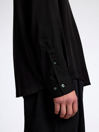 Μαύρο Σατέν Πουκάμισο Loose SELECTED