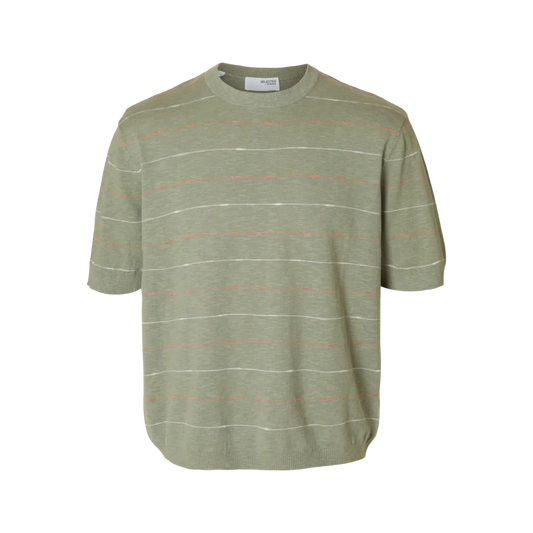 Λινό Πλεκτό Κοντομάνικο T-shirt Selected