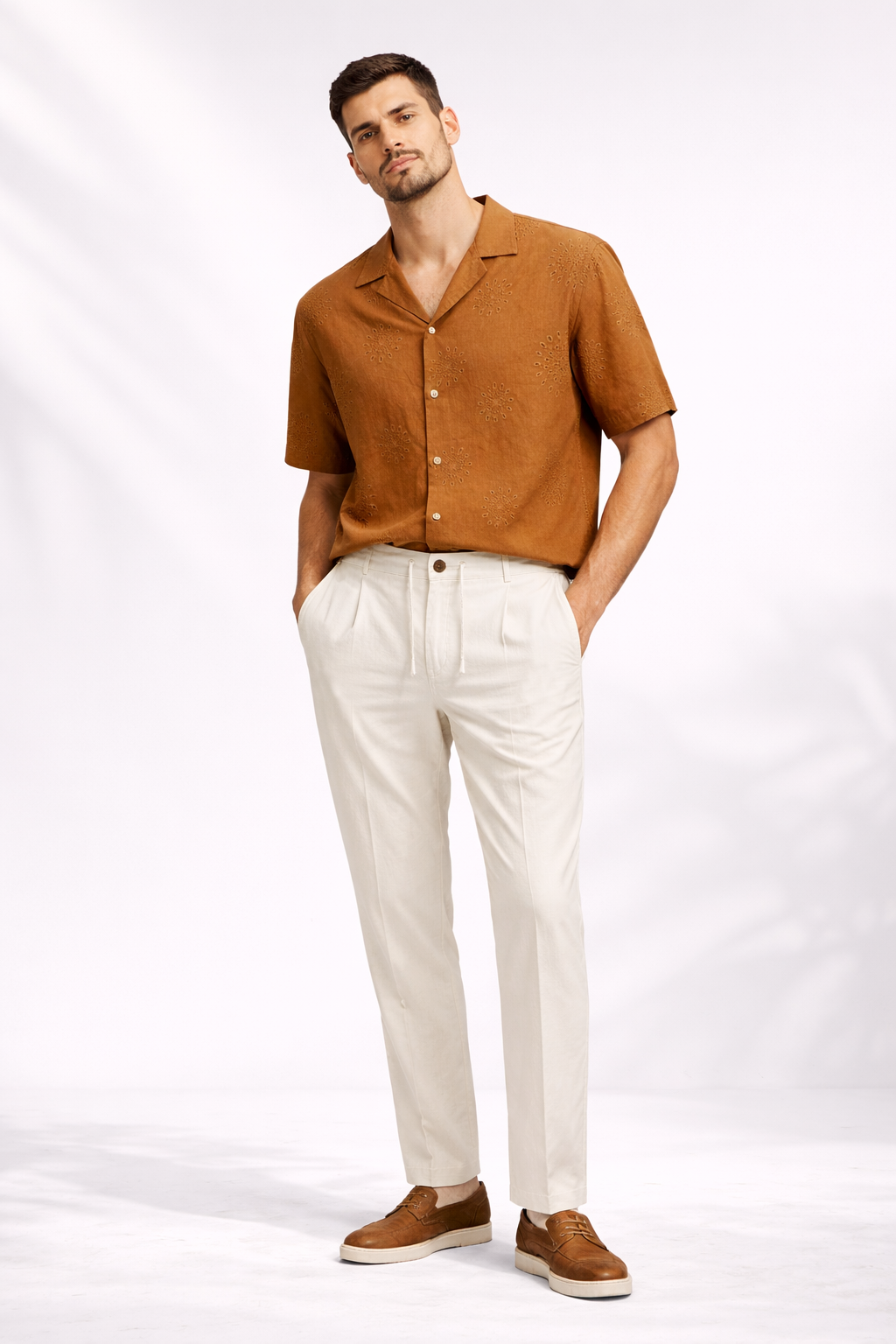 Πουκάμισο Resort Με Κεντημένο Σχέδιο