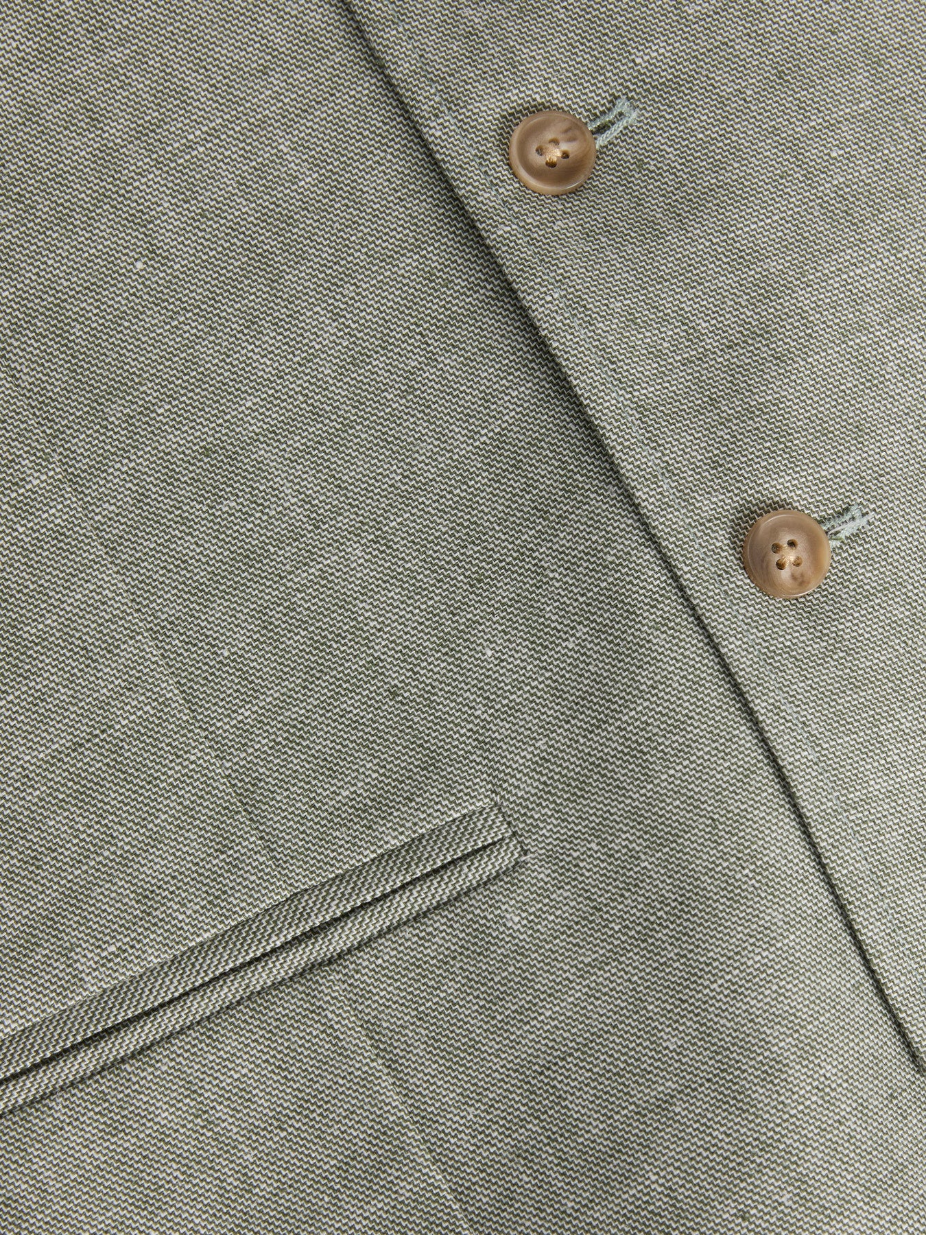 Λινό Λαδί Κοστούμι Με Γιλέκο Slim Fit Premium