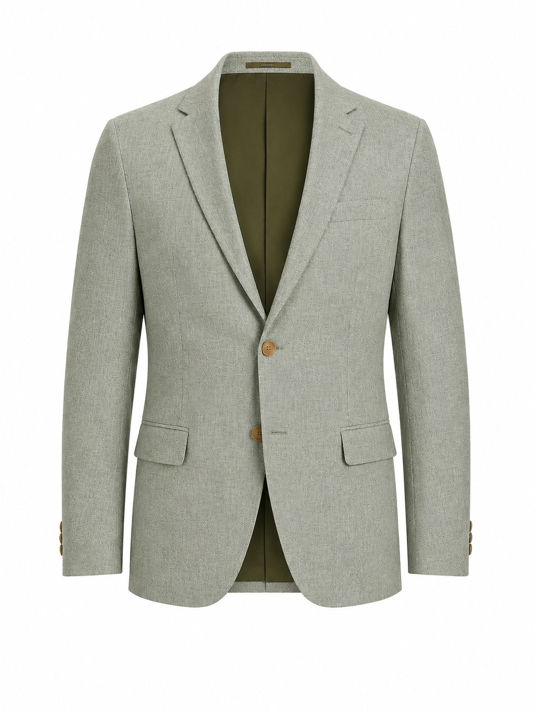 Λινό Λαδί Κοστούμι Με Γιλέκο Slim Fit Premium