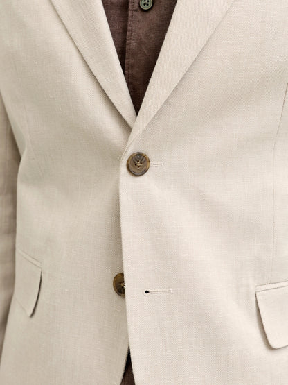 Λινό Κοστούμι Με Γιλέκο Slim Fit Premium