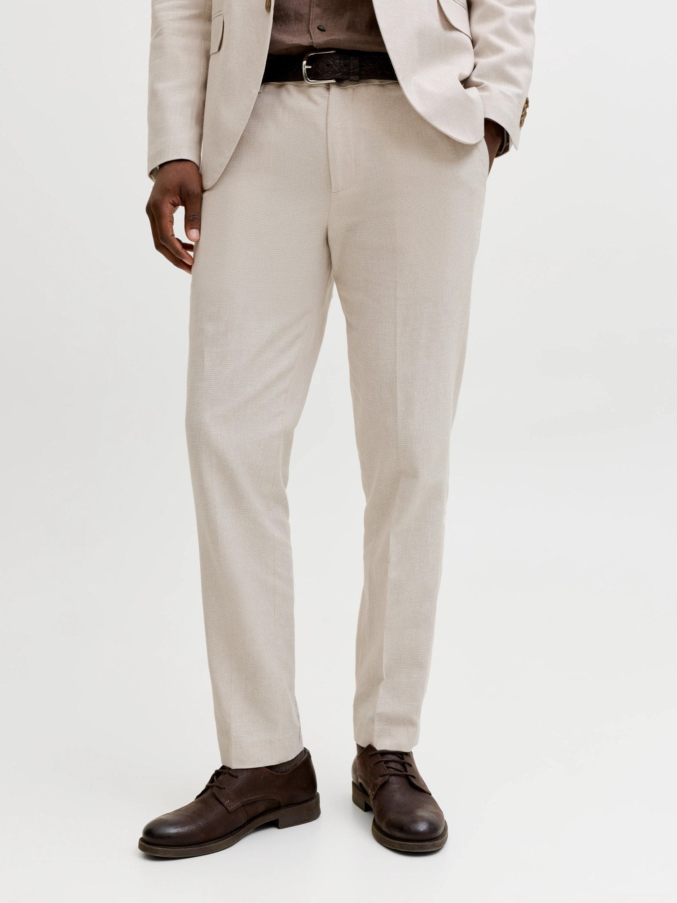 Λινό Κοστούμι Με Γιλέκο Slim Fit Premium