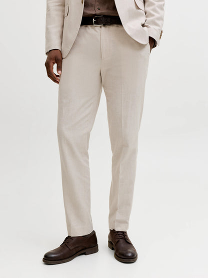 Λινό Κοστούμι Με Γιλέκο Slim Fit Premium