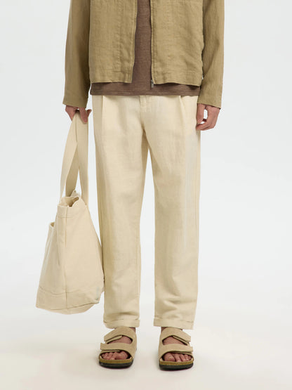 Λινό Παντελόνι Εκρού Selected