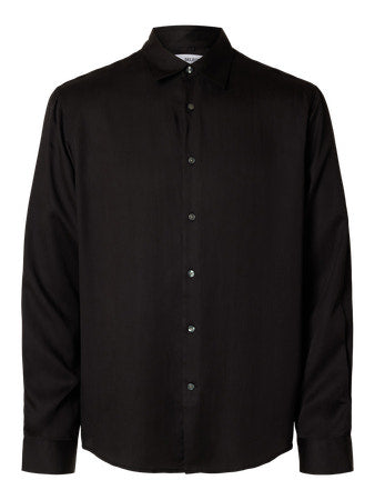 Μαύρο Σατέν Πουκάμισο Loose SELECTED