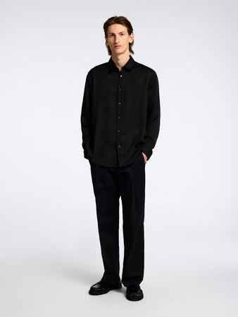 Μαύρο Σατέν Πουκάμισο Loose SELECTED