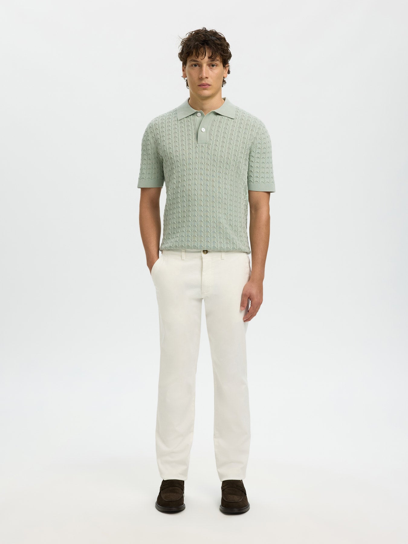 Πλεκτό Polo Φυστικί Selected