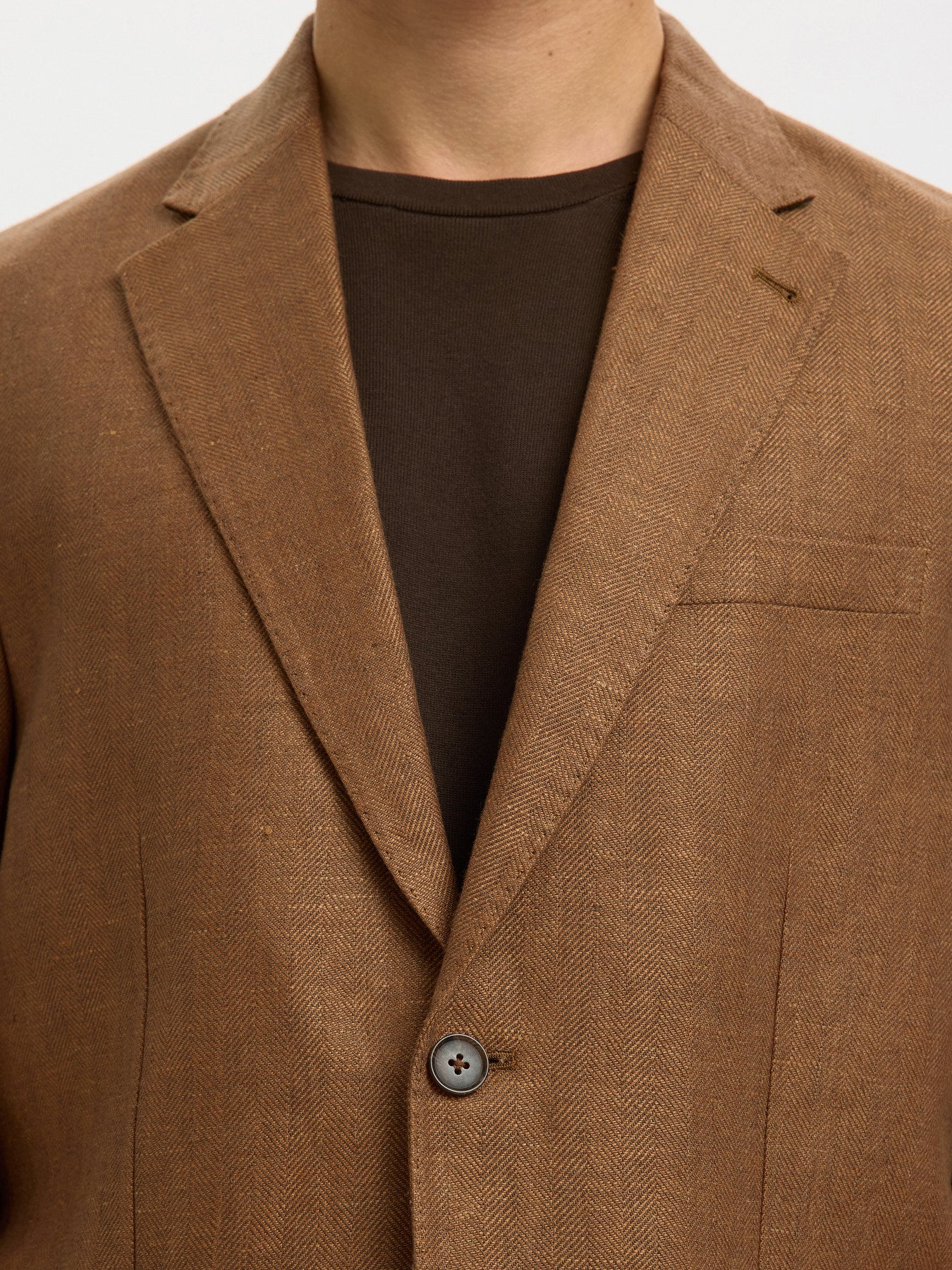 Λινό Σακάκι Καφέ Selected