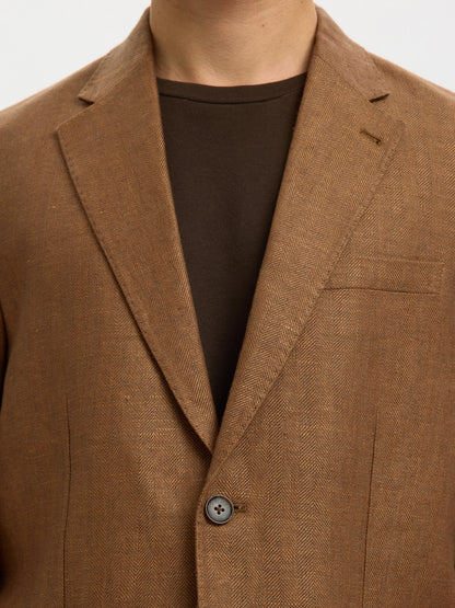 Λινό Σακάκι Καφέ Selected
