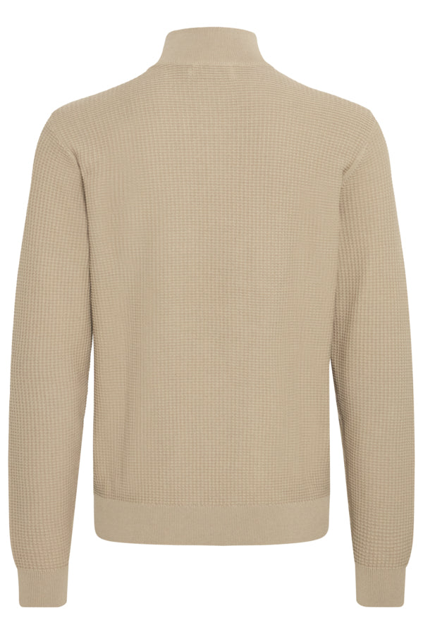 Πλεκτή Μπλούζα Μπεζ με Half-Zip