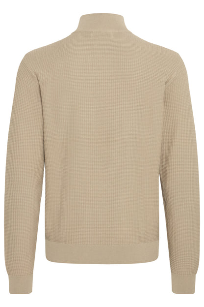 Πλεκτή Μπλούζα Μπεζ με Half-Zip