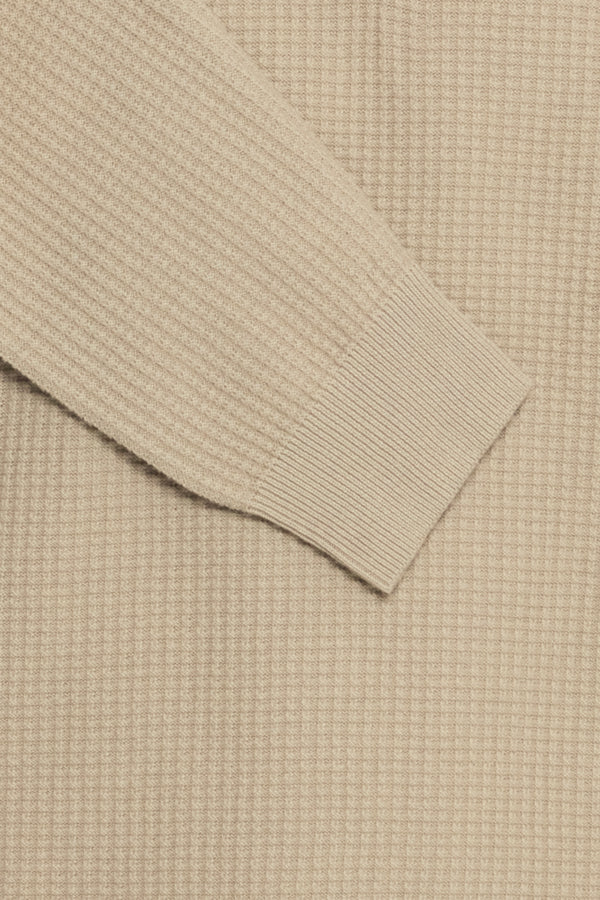 Πλεκτή Μπλούζα Μπεζ με Half-Zip