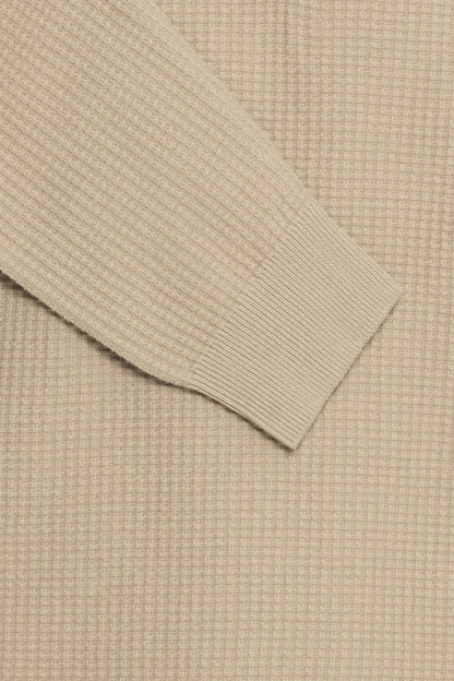 Πλεκτή Μπλούζα Μπεζ με Half-Zip