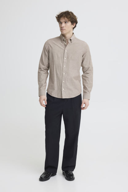 Μπεζ Button-Down Πουκάμισο