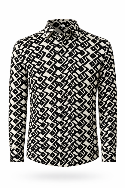 Ιταλικό Πουκάμισο Viscose με All-Over Print