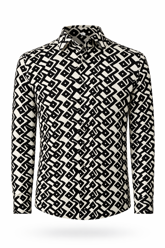 Ιταλικό Πουκάμισο Viscose με All-Over Print